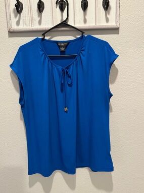 Liz Claiborne Cobalt Blue Tie-Front Cap Sleeve Top